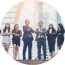 portrait business people worker team outside